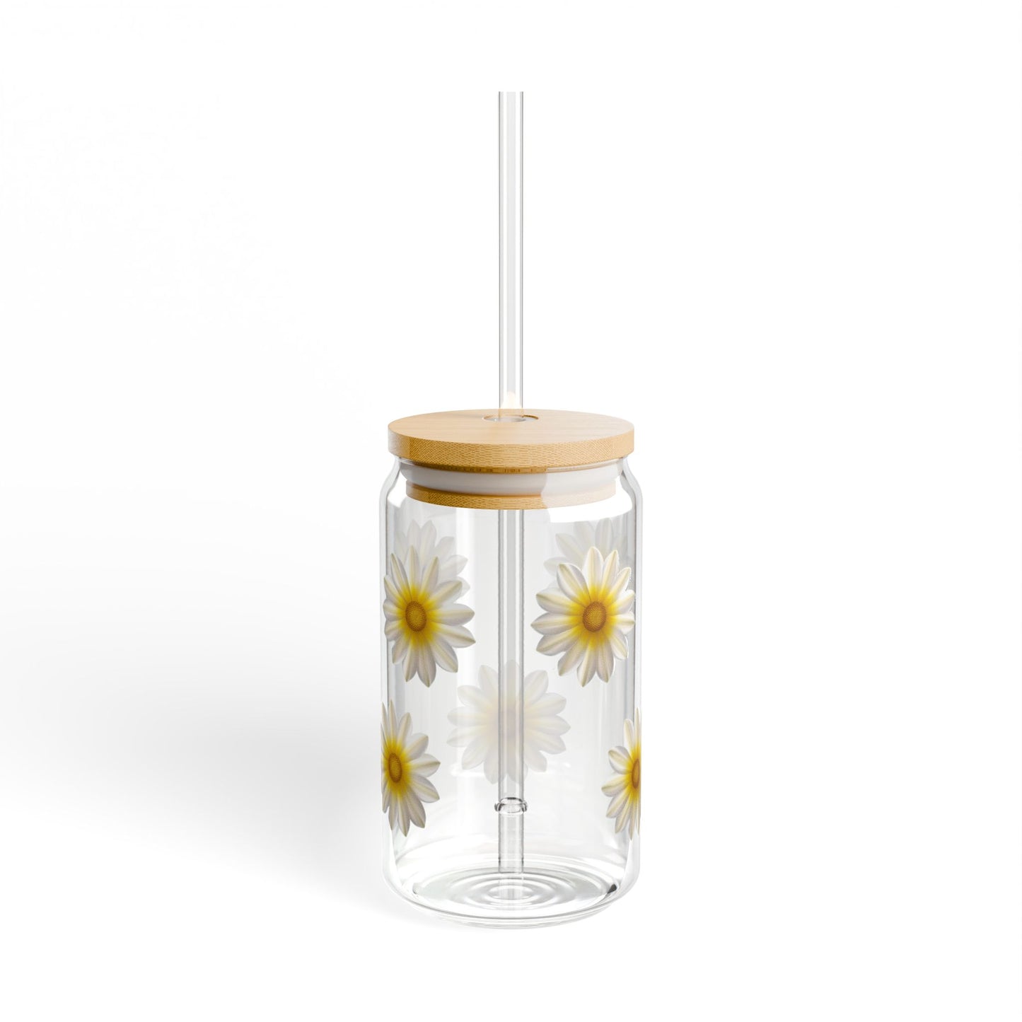 Floral Sipper Glass 16oz with Bamboo Lid - Perfect for Summer Sips
