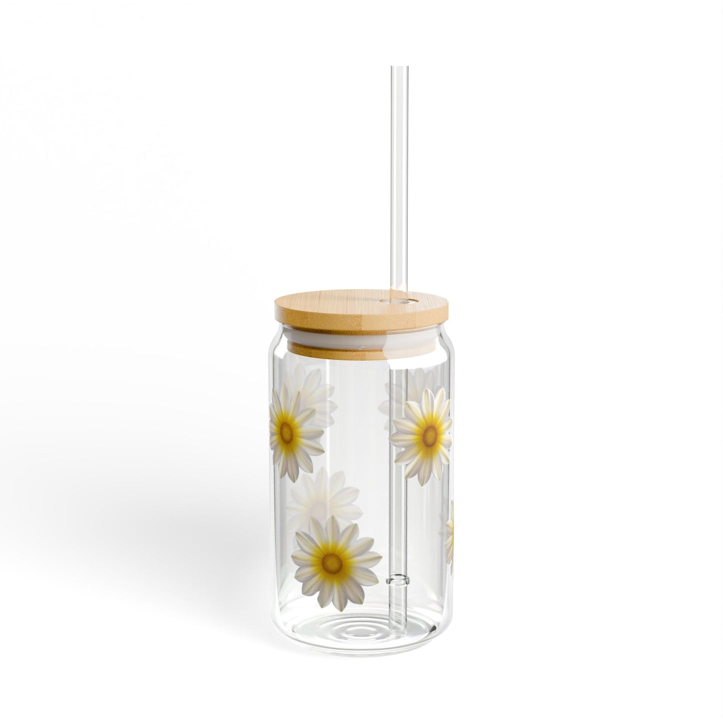 Floral Sipper Glass 16oz with Bamboo Lid - Perfect for Summer Sips